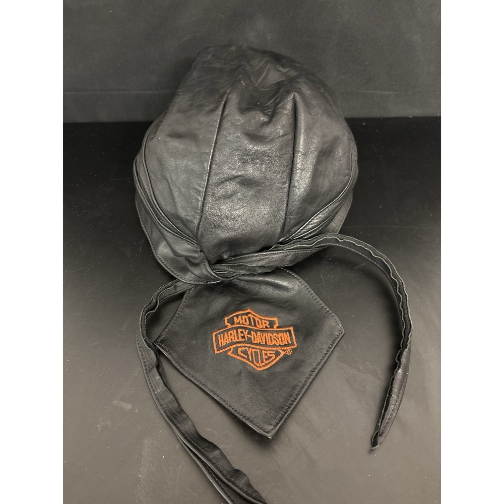 Harley Davidson Vintage Black Leather Bandana Neck Warmer